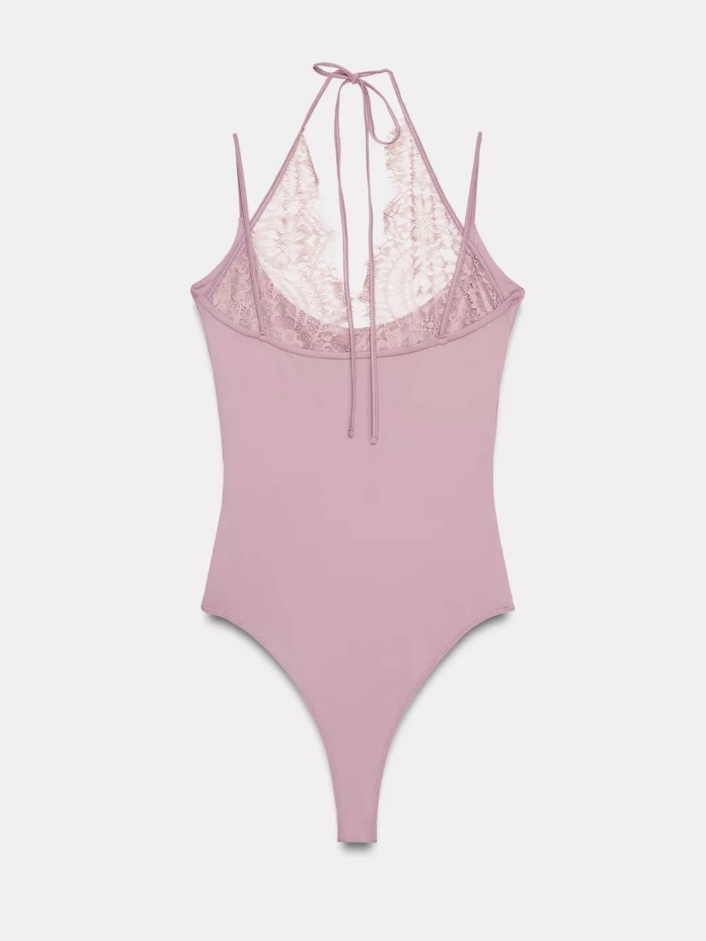 Zara Lace Halter Bodysuit in Mauve Pink